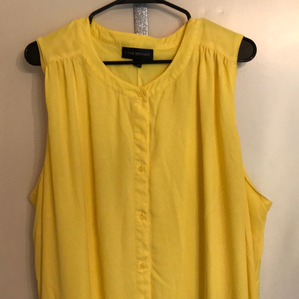 Yellow dress. Button down.